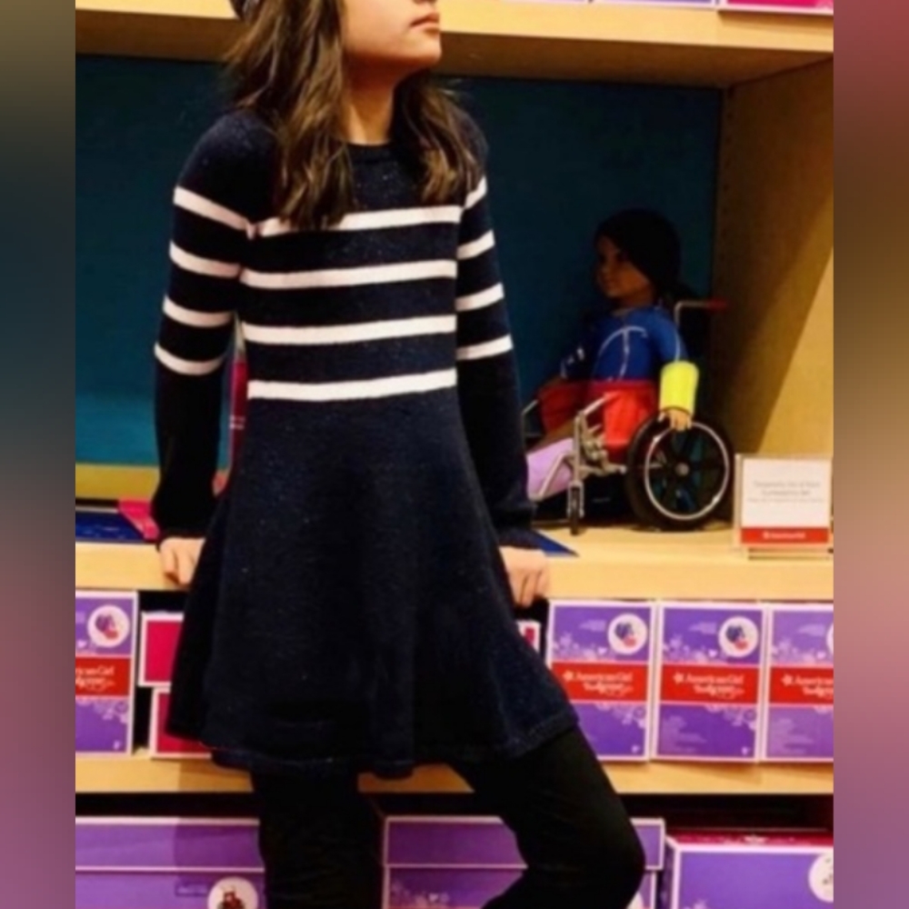 ABERCROMBIE KIDS SIZE 13/14 L navy SWEATER DRESS